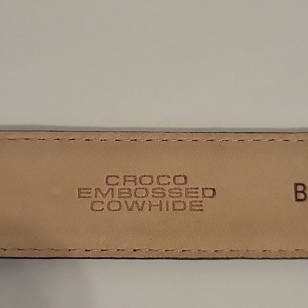 Fossil Brown Crocodile Embossed Leather Women's Belt Size M